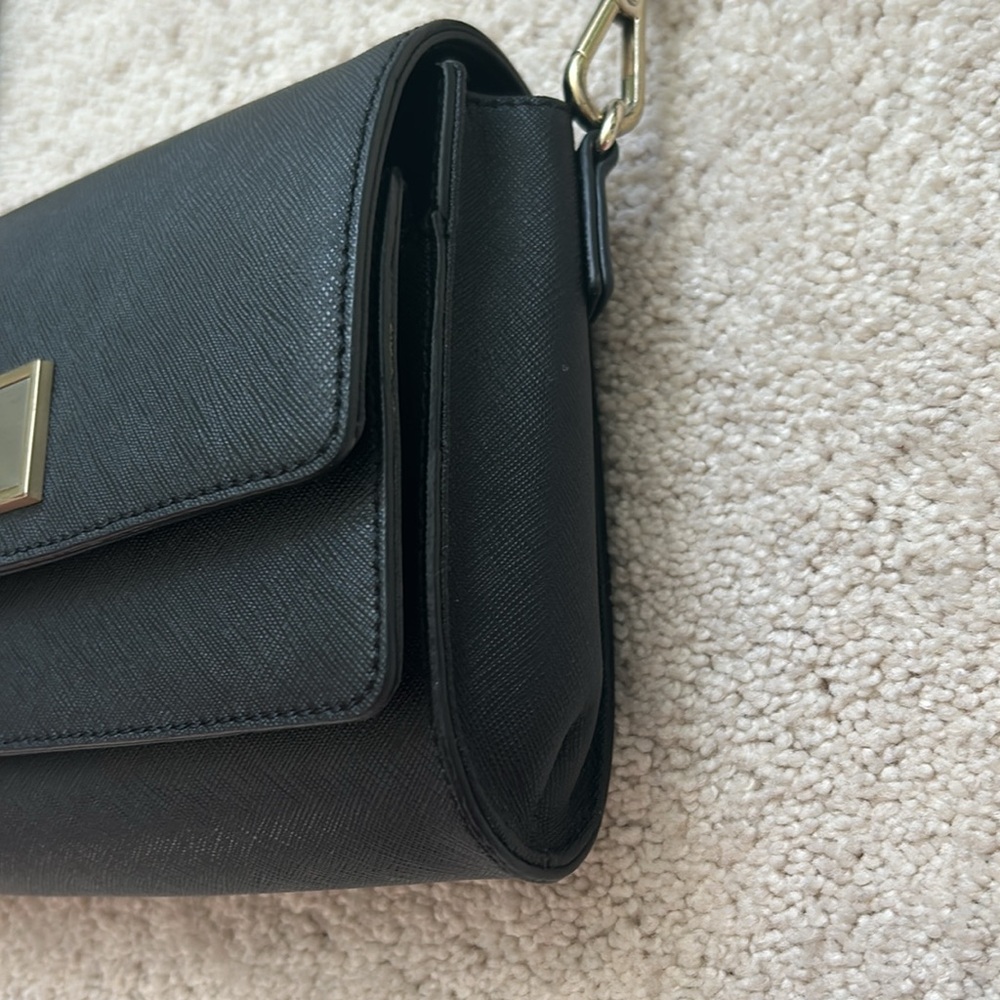 DKNY | Leather Double Flap Crossbody Bag | Black - Picture 6 of 16